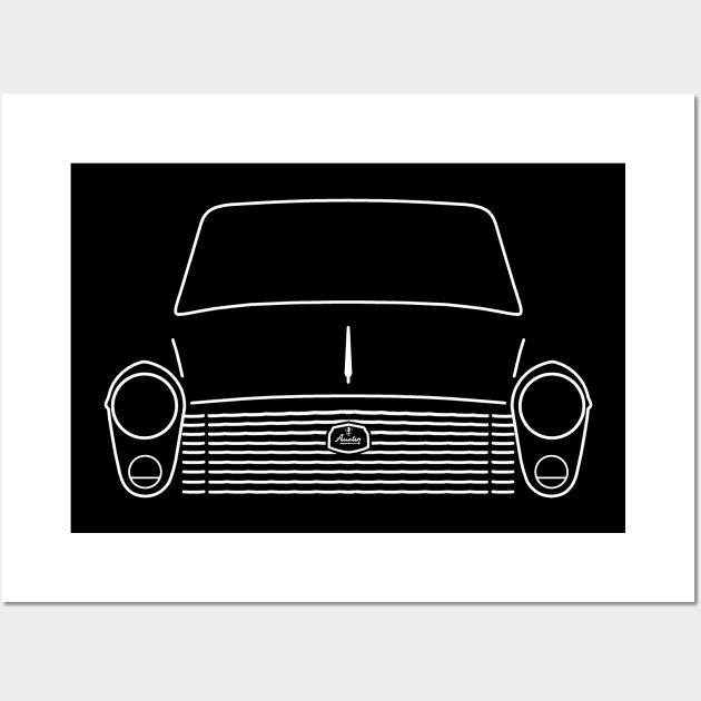 Austin A40 classic 1950s-1960s British car white outline graphic Wall Art by soitwouldseem